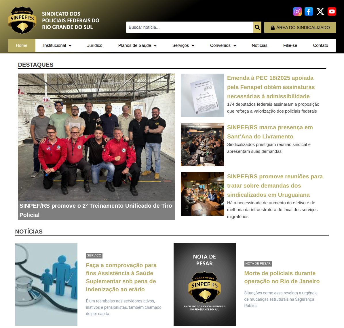 Site Simpef RS desenvolvido pela PHDesenvolvimento